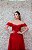 VESTIDO LONGO VERMELHO PAETÊ E TULE COM DETALHE DE GUIPIR NA SAIA - Imagem 4