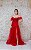 VESTIDO LONGO VERMELHO PAETÊ E TULE COM DETALHE DE GUIPIR NA SAIA - Imagem 8