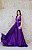 VESTIDO ROXO EM CETIM DE SEDA ABERTURA LATERAL E COSTA NUA COM AMARRAÇÃO - Imagem 1