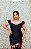 VESTIDO PRETO OMBRO A OMBRO BUSTO ESTRUTURADO COM BARRA ESTAMPADA - Imagem 4