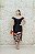 VESTIDO PRETO OMBRO A OMBRO BUSTO ESTRUTURADO COM BARRA ESTAMPADA - Imagem 1