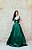 VESTIDO VERDE ESMERALDA EM TAFAETA BUSTO DRAPEADO COM RECORTE - Imagem 1