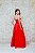VESTIDO LONGO VERMELHO TAFETÁ TOMARA QUE CAIA BUSTO ESTRUTURADO COM MAGUINHA REMOVIVEL FLOR - Imagem 2