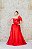 VESTIDO VERMELHO EM ZIBELINE OMBRO ÚNICO COM LAÇO - Imagem 1