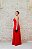 VESTIDO CETIM DE SEDA VERMELHO ALÇA FINA BUSTO LAÇO - Imagem 3