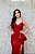 VESTIDO PAETÊ VERMELHO ALÇA FINA COM FENDA E BABADO - Imagem 2
