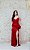 VESTIDO PAETÊ VERMELHO ALÇA FINA COM FENDA E BABADO - Imagem 6