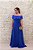 VESTIDO AZUL ROYAL FLUÍDO OMBRO A OMBRO FOLHO DUPLO - Imagem 1