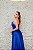 VESTIDO AZUL ROYAL CETIM DE SEDA ALÇA FINA COM BUSTO BORDADO E TULE DECOTE - Imagem 3