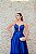 VESTIDO AZUL ROYAL CETIM DE SEDA ALÇA FINA COM BUSTO BORDADO E TULE DECOTE - Imagem 4