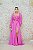VESTIDO FLECHE DOR CREPE DE SEDA ROSA CHICLETE OMBRO A OMBRO DECOTE LATERAL E DETALHES BORDADOS - Imagem 1