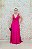 VESTIDO FATIMA SCOFIELD PINK CREPE DECOTE V COM RECORTE LATERAL E LAÇO - Imagem 1