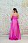 VESTIDO ROSA CHICLETE CETIM DE SEDA ALCINHA FINA DECOTE COM TULE - Imagem 5
