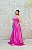 VESTIDO ROSA CHICLETE CETIM DE SEDA ALCINHA FINA DECOTE COM TULE - Imagem 3