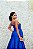 VESTIDO ZIBELINE AZUL ROYAL M RODARTE OMBRO ÚNICO ALCINHA FINA COM BUSTO BORDADO E DETALHE DA CINTURA - Imagem 5