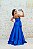 VESTIDO ZIBELINE AZUL ROYAL M RODARTE OMBRO ÚNICO ALCINHA FINA COM BUSTO BORDADO E DETALHE DA CINTURA - Imagem 3