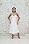 VESTIDO FÁTIMA SCOFIELD MIDI BRANCO BUSTO BOJO DRAPEADO DETALHE LAÇO NA SAIA - Imagem 1