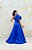 VESTIDO AZUL ROYAL EM ZIBELINE FLECHE DOR OMBRO UNICO COM LAÇO E RECORTE LATERAL SAIA PRINCESA - Imagem 4