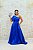 VESTIDO AZUL ROYAL EM ZIBELINE FLECHE DOR OMBRO UNICO COM LAÇO E RECORTE LATERAL SAIA PRINCESA - Imagem 1