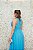 VESTIDO AZUL CELESTE FLECHE DOR CREPE DE SEDA RECORTE TIRAS LATERAL COM BUSTO BORDADO E CAPA REMOVIVEL - Imagem 5