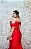 VESTIDO FLECHE DOR VERMELHO ZIBELINE SERIA OMBRO A OMBRO CINTURA DETALHE DRAPEADO DECOTE EM TULE - Imagem 7