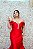 VESTIDO FLECHE DOR VERMELHO ZIBELINE SERIA OMBRO A OMBRO CINTURA DETALHE DRAPEADO DECOTE EM TULE - Imagem 5