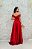 VESTIDO OMBRO A OMBRO CETIM DE SEDA MARSALA SAIA PRINCESA COM FENDA - Imagem 2