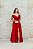 VESTIDO OMBRO A OMBRO CETIM DE SEDA MARSALA SAIA PRINCESA COM FENDA - Imagem 1