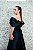 VESTIDO PRETO SEREIA ZIBELINE OMBRO A OMBRO PREGAS COM DECOTE EM V - Imagem 4