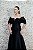 VESTIDO PRETO SEREIA ZIBELINE OMBRO A OMBRO PREGAS COM DECOTE EM V - Imagem 5