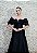 VESTIDO PRETO SEREIA ZIBELINE OMBRO A OMBRO PREGAS COM DECOTE EM V - Imagem 6
