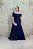 VESTIDO AZUL MARINHO ZIBELINE OMBRO UNICO COM DETALHE DRAPEADO - Imagem 1