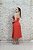VESTIDO MIDI VERMELHO BUSTO BOJO DRAPEADO DETALHE LAÇO NA SAIA - Imagem 5
