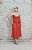 VESTIDO MIDI VERMELHO BUSTO BOJO DRAPEADO DETALHE LAÇO NA SAIA - Imagem 1