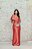 VESTIDO GOIABA/ CORAL DEBORA MANGABEIRA LAÇO OMBRO UNICO ZIBELINE - Imagem 2