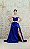 VESTIDO AZUL ROYAL TOMARA QUE CAIA BUSTO DECOTE QUADRADO COM SAIA BABADO LATERAL - Imagem 1