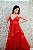 VESTIDO EM GLITTER VERMELHO TOMATE ALCINHA FINA E SAIA COM CAMADA CRINOL - Imagem 5