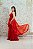 VESTIDO EM GLITTER VERMELHO TOMATE ALCINHA FINA E SAIA COM CAMADA CRINOL - Imagem 2