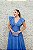 VESTIDO AZUL CLASSIC BLUE TECIDO BROCADO ESTAMPA FLORES MANGA BABADO - Imagem 5