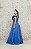 VESTIDO AZUL CLASSIC BLUE TECIDO BROCADO ESTAMPA FLORES MANGA BABADO - Imagem 6