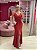 VESTIDO TERRACOTA ALÇA EM STRASS COM FENDA - Imagem 1