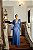 VESTIDO NY AZUL SERENITY COSTA NUA DECOTE EM V E DETALHE DA CAPA TODO BORDADO - Imagem 1