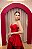 VESTIDO VERMELHO BUSTO PONTEIRA COM FENDA E BABADO NA SAIA - Imagem 3