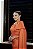 VESTIDO LARANJA OMBRO ÚNICO COM DETALHE DE CAPA E FENDA - Imagem 3