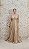 VESTIDO GLITTER DOURADO COSTA NUA COM DECOTE EM V DETALHES EM  VIDRILHOS - Imagem 1