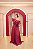 VESTIDO CREPE OMBRO UNICO FUCSIA FOLHO BABADO COM CINTO APLICAÇÃO DE FLOR ARAMADA - Imagem 1