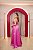 VESTIDO FATIMA SCOFIELD PRINCESA ROSA CHICLETE CETIM DE SEDA DECOTE CORAÇÃO COM DOIS LAÇO NA CINTURA - Imagem 2