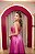 VESTIDO FATIMA SCOFIELD PRINCESA ROSA CHICLETE CETIM DE SEDA DECOTE CORAÇÃO COM DOIS LAÇO NA CINTURA - Imagem 4