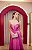 VESTIDO FATIMA SCOFIELD PRINCESA ROSA CHICLETE CETIM DE SEDA DECOTE CORAÇÃO COM DOIS LAÇO NA CINTURA - Imagem 3