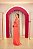 VESTIDO CORAL MANGA LONGA COM TULE LATERAL E BORDADOS - Imagem 3